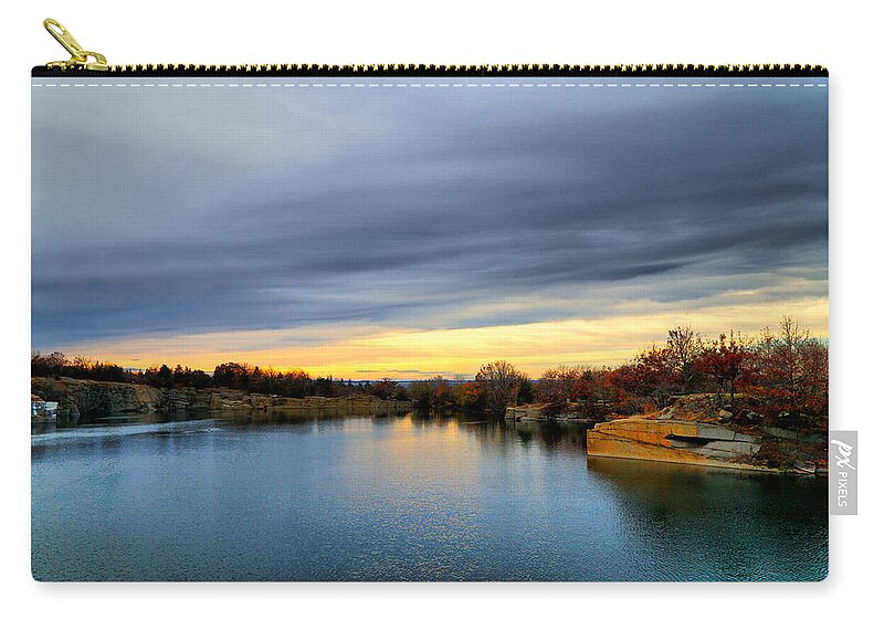 Landscape Zip Pouch featuring the photograph Cloudy Autumn Sunset by Lilia D