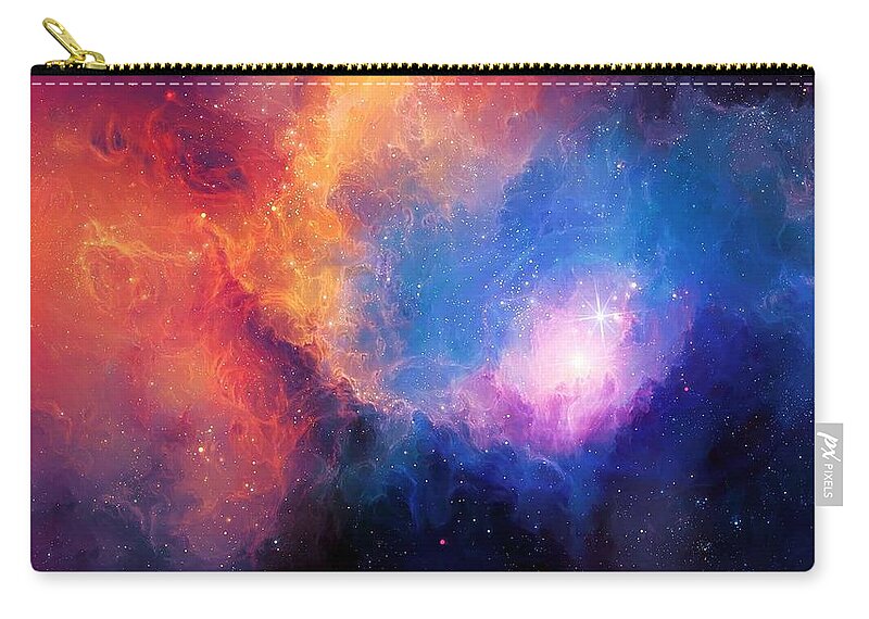 Galaxy Zip Pouch featuring the painting Colorful-nebula-21963-1920x1080 1 #1 by Celestial Images