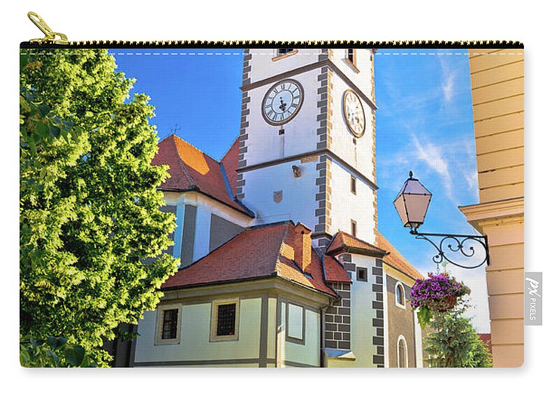 Varazdin Zip Pouch featuring the photograph Colorful street of baroque town Varazdin view #1 by Brch Photography