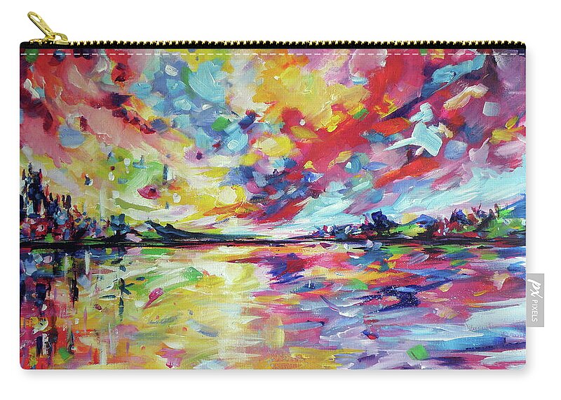 Sea Zip Pouch featuring the painting Colours of port #1 by Kovacs Anna Brigitta