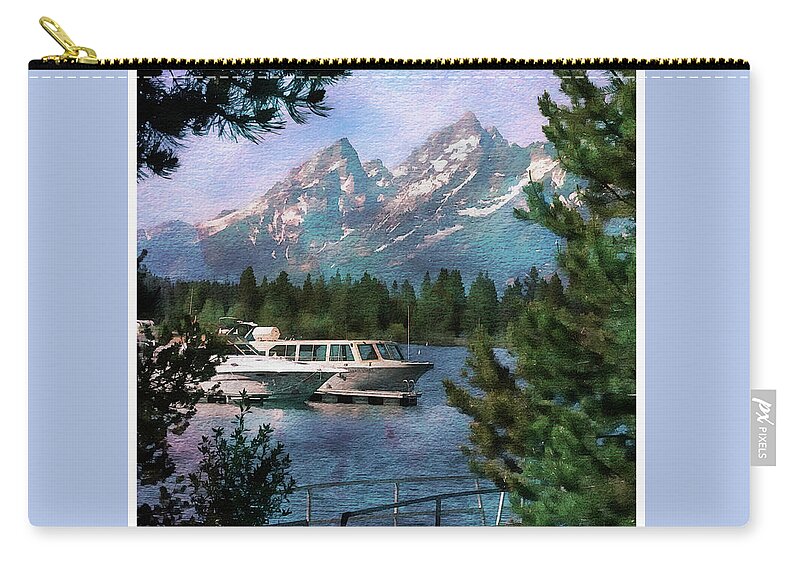Colter Zip Pouch featuring the photograph Colter Bay in the Tetons #1 by Margie Wildblood