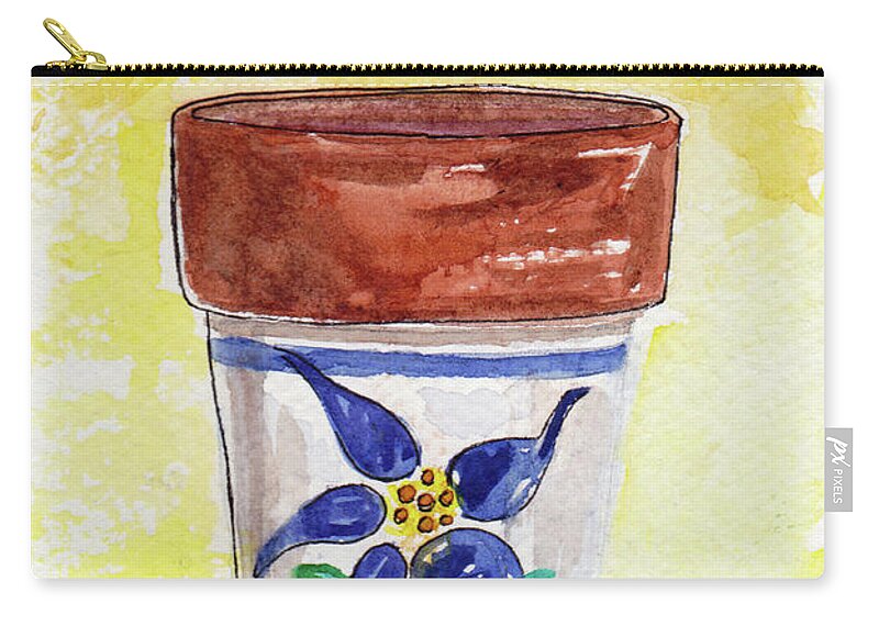Colorado Columbine Zip Pouch featuring the painting Columbine Container #2 by Julie Maas