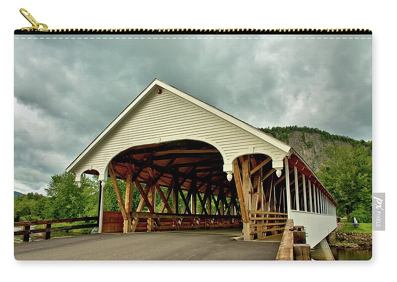 Bridge Zip Pouch featuring the photograph Covered Bridge #1 by Harry Moulton