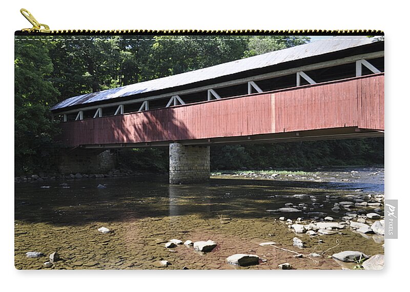 Covered Bridge Zip Pouch featuring the photograph Covered Bridge #1 by Penny Neimiller
