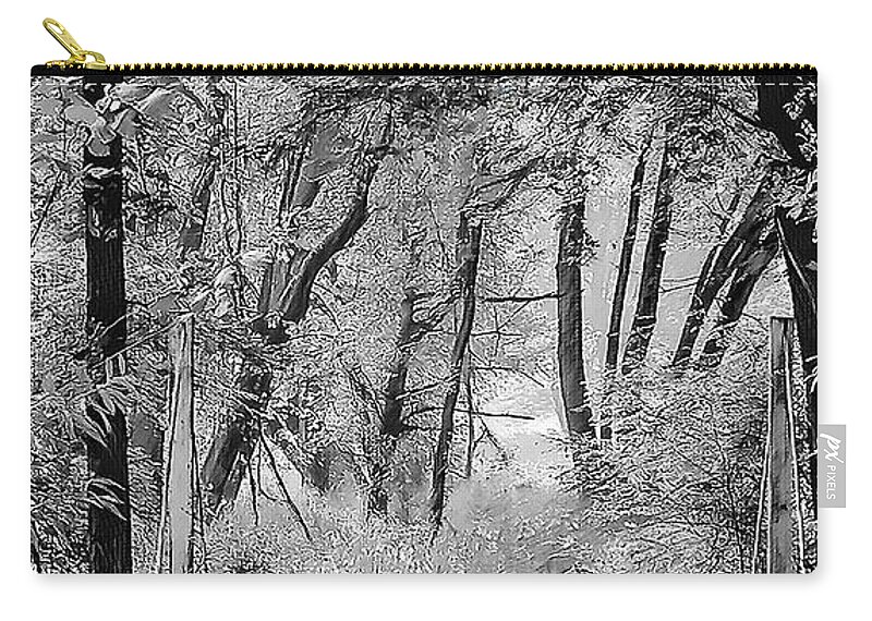 Black And White Zip Pouch featuring the photograph Crossing Over #1 by Wild Thing