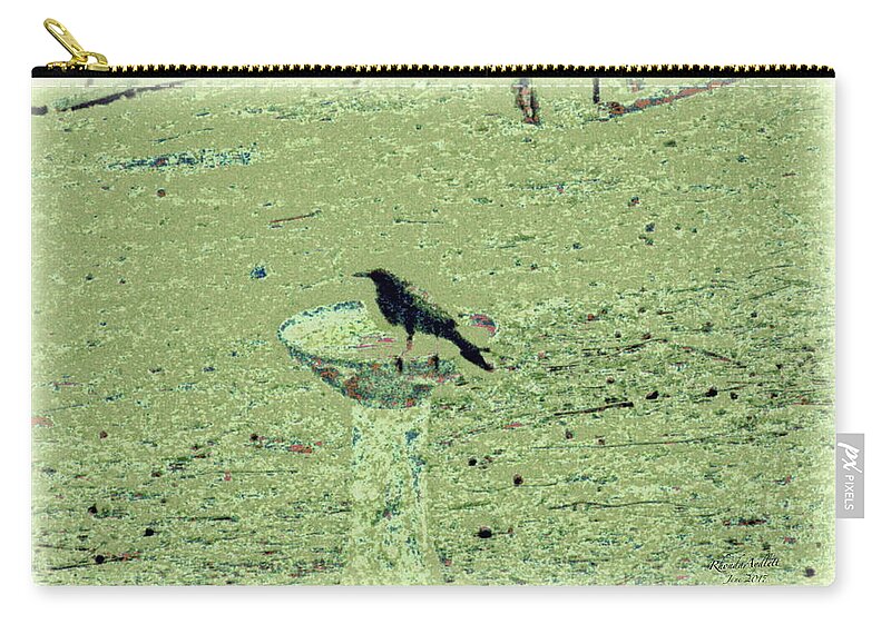 Crow Zip Pouch featuring the mixed media Crow and Bath #1 by YoMamaBird Rhonda