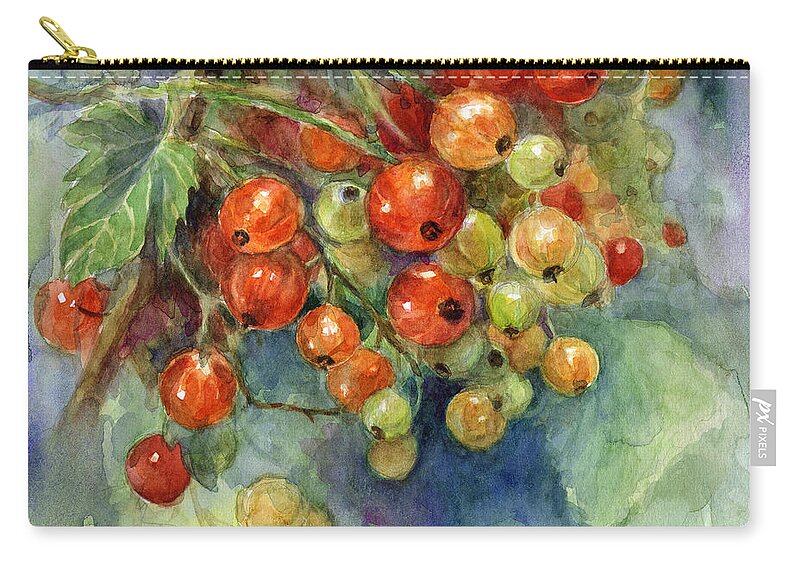 Currants Zip Pouch featuring the painting Currants berries painting #1 by Svetlana Novikova