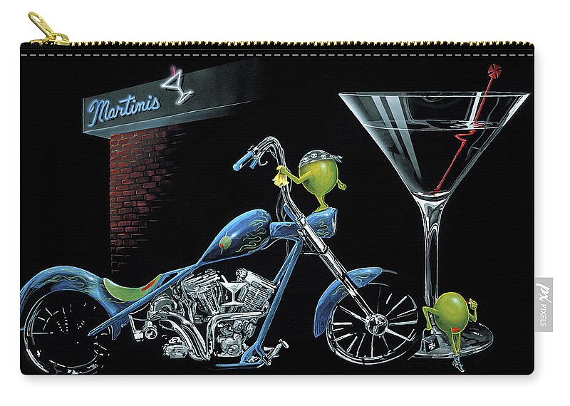 Chopper Zip Pouch featuring the painting Custom Martini #1 by Michael Godard