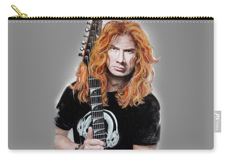 Dave Mustaine Zip Pouch featuring the painting Dave Mustaine #1 by Melanie D