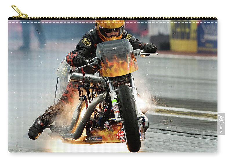 Drag Racing Zip Pouch featuring the photograph Drag Racing #1 by Jackie Russo
