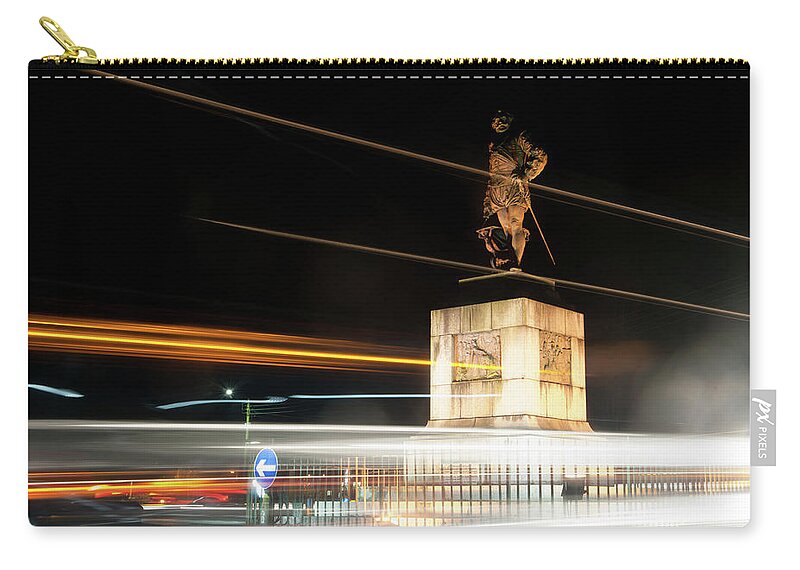 Helen Northcott Zip Pouch featuring the photograph Drake's Statue traffic trails iv #1 by Helen Jackson