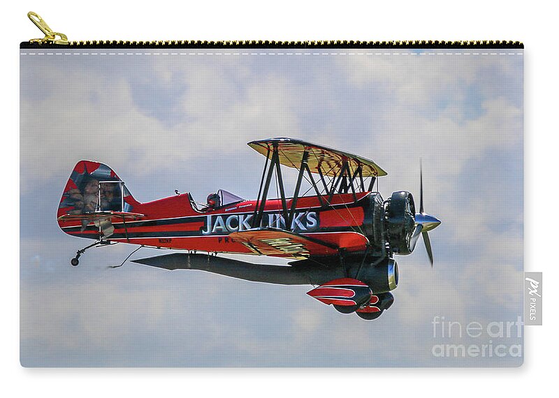 Biplane Zip Pouch featuring the photograph Dual Powered Biplane #1 by Tom Claud