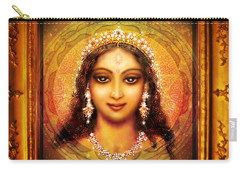 Goddess Painting Zip Pouch featuring the mixed media Durga in the Sri Yantra #1 by Ananda Vdovic