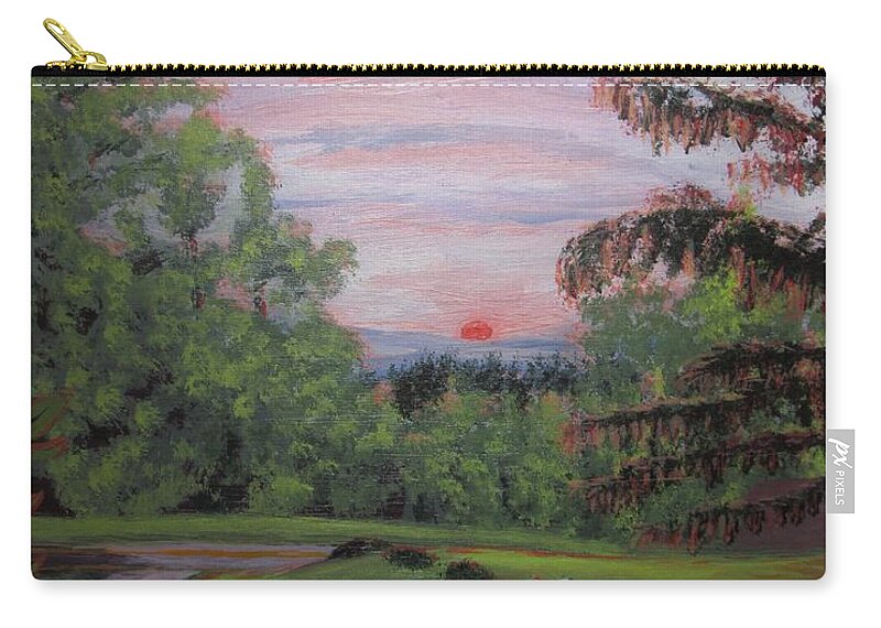 Landscape Zip Pouch featuring the painting Dusk by David Bartsch
