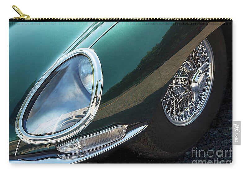Jaguar Zip Pouch featuring the photograph E-Type #1 by Dennis Hedberg