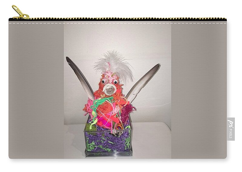 Easter Chicken Zip Pouch featuring the mixed media SOLD Funky Chicken by Sylvia Greer