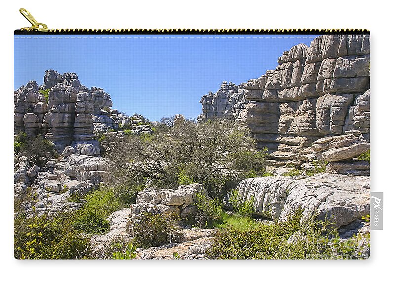 Andalusia Zip Pouch featuring the photograph El Torcal de Antequera rocks by Patricia Hofmeester