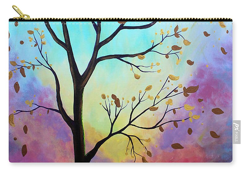 Tree Zip Pouch featuring the painting Enchanted Aura #1 by Stacey Zimmerman