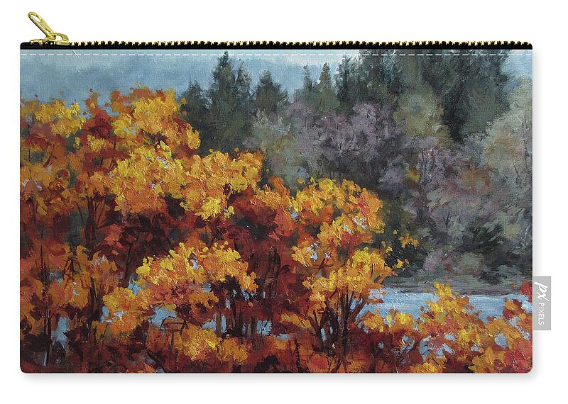 Fall Zip Pouch featuring the painting Encore #1 by Karen Ilari