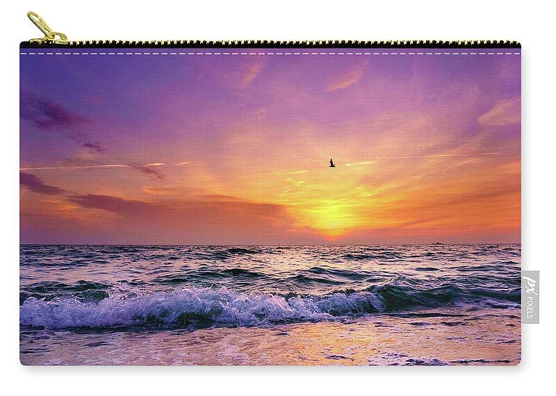 Hel Zip Pouch featuring the photograph Evening flight #1 by Dmytro Korol