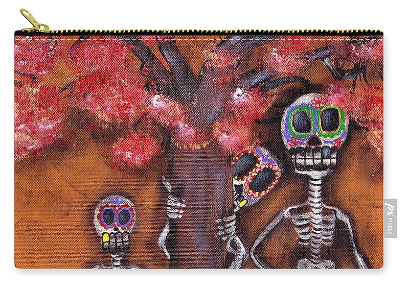 Day Of The Dead Zip Pouch featuring the painting Family Tree by Abril Andrade