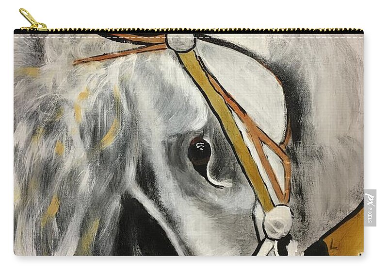 Horse Zip Pouch featuring the painting Fantasy Horse #1 by David Bartsch