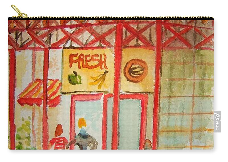 Findlay Market Zip Pouch featuring the painting Findlay Market #1 by Elaine Duras