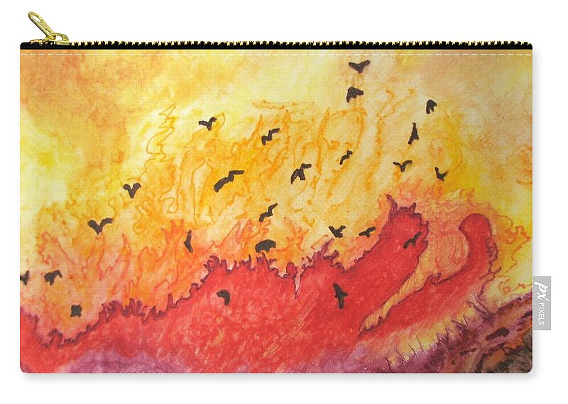 Birds Carry-all Pouch featuring the painting Fire Birds by Patricia Arroyo