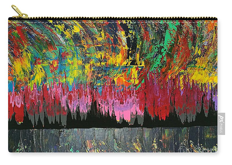Original Zip Pouch featuring the painting Fire dance #1 by Yueer Xu