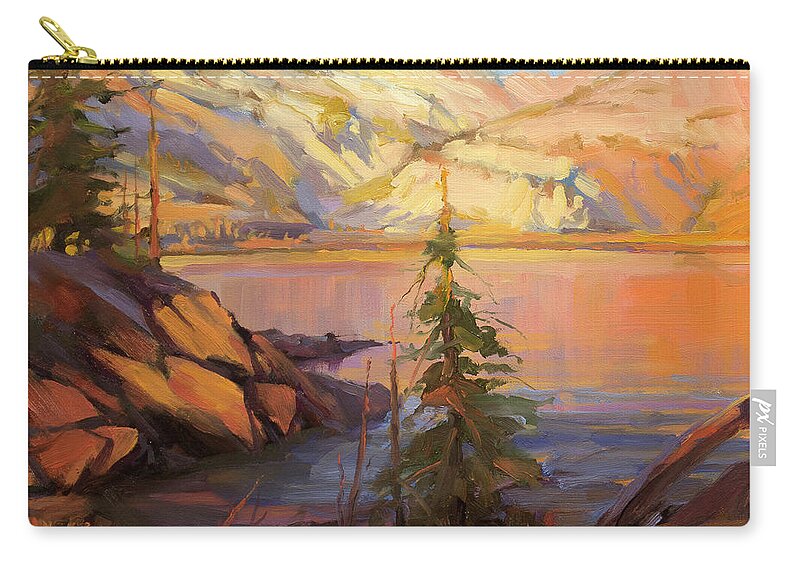 Wilderness Zip Pouch featuring the painting First Light by Steve Henderson