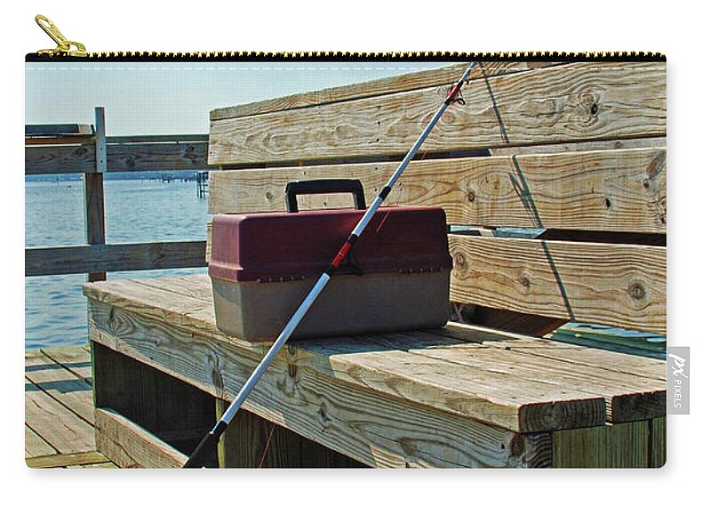 Fishing Zip Pouch featuring the photograph Fishin' Pole by Kay Lovingood
