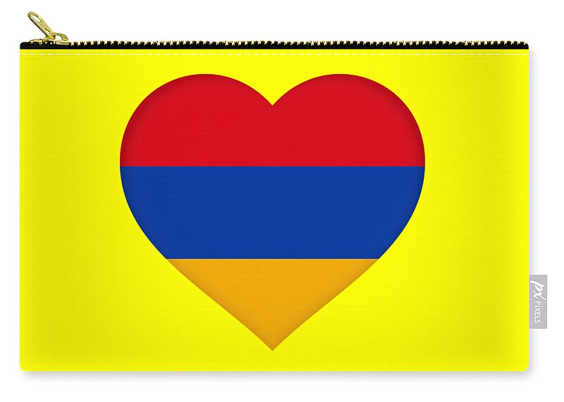 Armenia Zip Pouch featuring the digital art Flag of Armenia Heart. #1 by Roy Pedersen