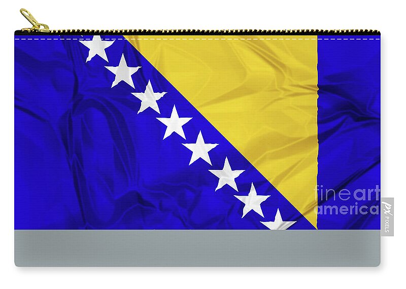 Bosnia Zip Pouch featuring the digital art Flag of Bosnia #1 by Benny Marty