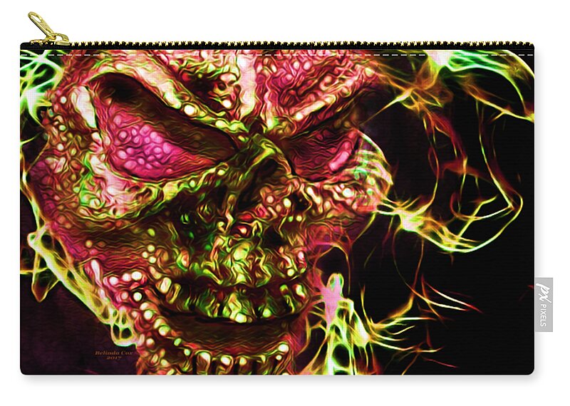 Digital Art Zip Pouch featuring the digital art Flaming Skull #1 by Artful Oasis