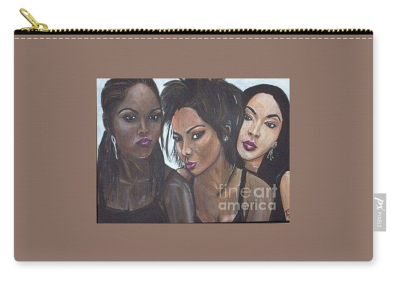 Women Black Difference Zip Pouch featuring the painting Flavors #1 by Tyrone Hart