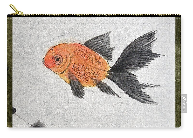 Japanese Zip Pouch featuring the painting Floating #2 by Fumiyo Yoshikawa