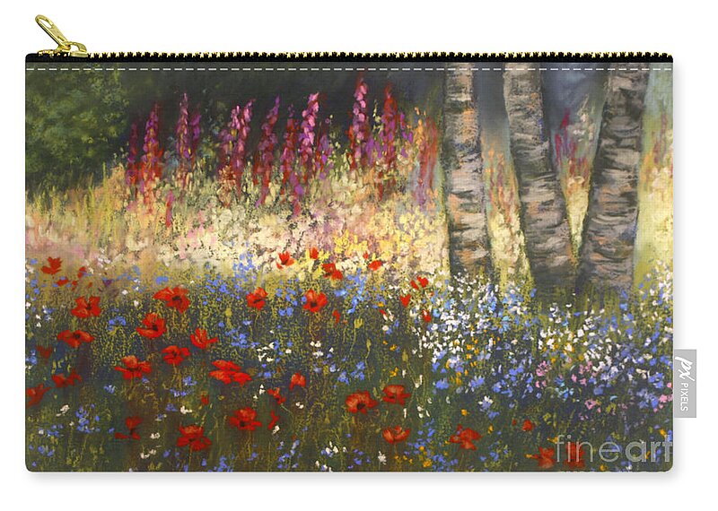 Landscape Zip Pouch featuring the painting Floral Delight by Valerie Travers