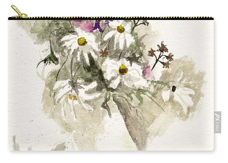 Vase Zip Pouch featuring the painting Flower study ten #1 by Darren Cannell