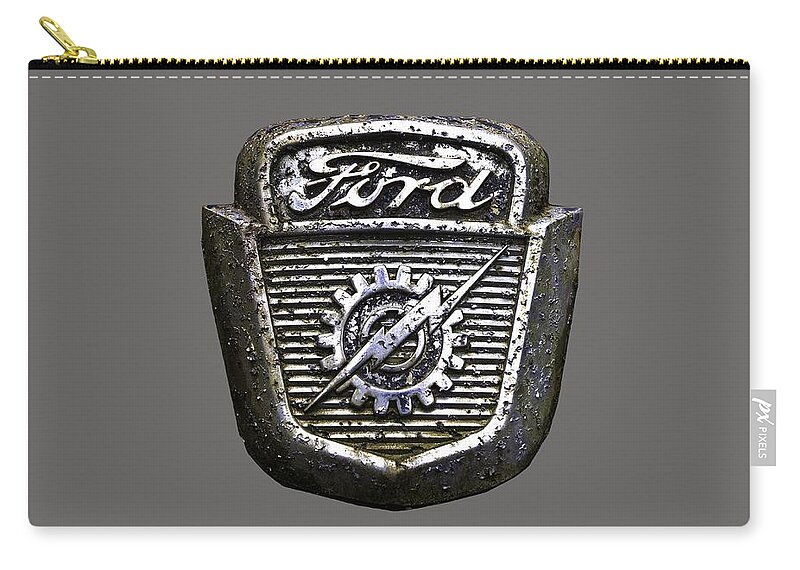 Ford Zip Pouch featuring the photograph Ford Emblem by Debra and Dave Vanderlaan