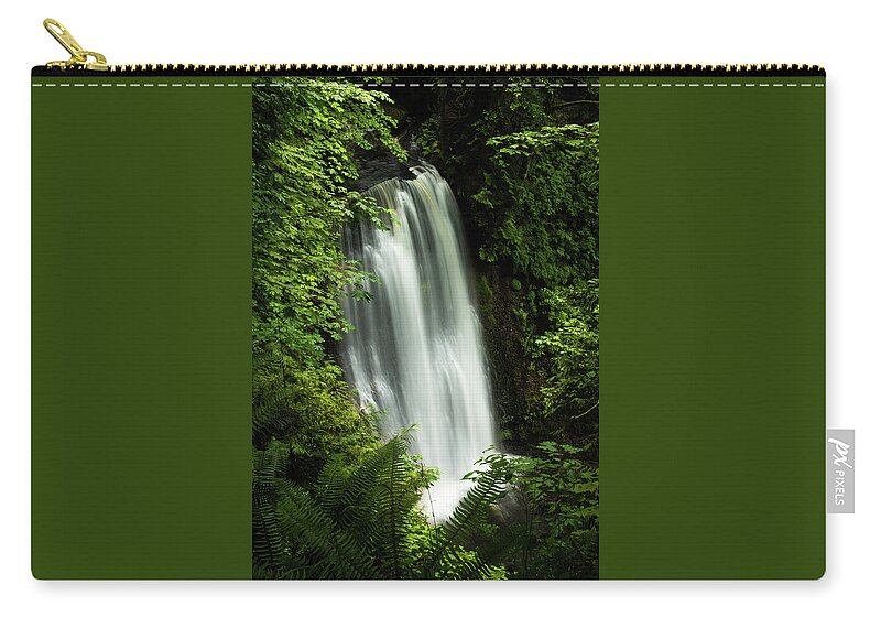 Waterfall Zip Pouch featuring the photograph Forest Waterfall #1 by Chris McKenna