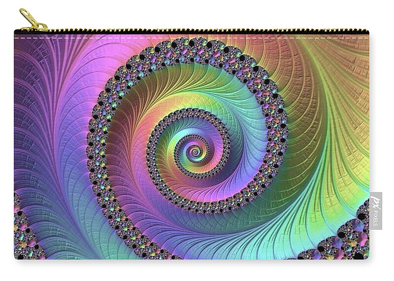 Fractal Zip Pouch featuring the digital art Fractal, Pattern, Kaleidoscope, Art #1 by Esoterica Art Agency