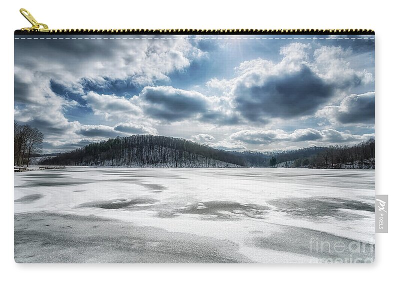 Snow Zip Pouch featuring the photograph Frozen Lake #1 by Thomas R Fletcher