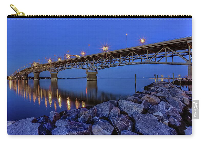 Bridge Zip Pouch featuring the photograph George P. Coleman Bridge #2 by Jerry Gammon