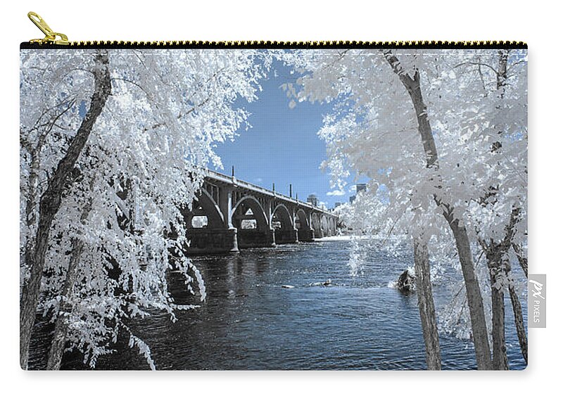 Gervais Street Bridge Zip Pouch featuring the photograph Gervais St. Bridge in Surreal Light by Charles Hite