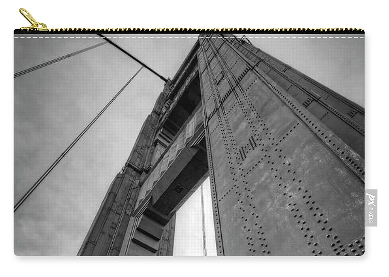San Francisco Zip Pouch featuring the photograph Golden Gate Bridge in Black and White #1 by Craig Fildes