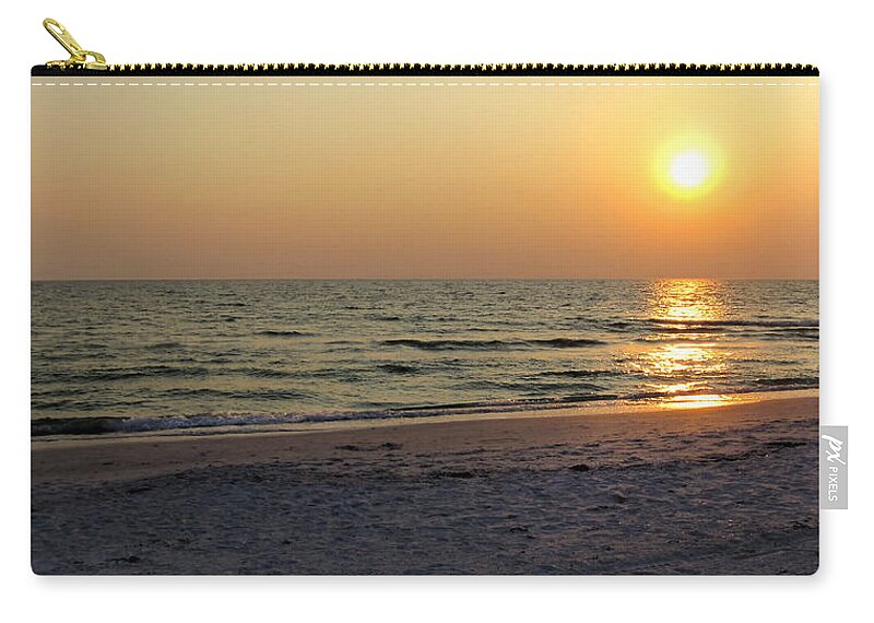 Beach Zip Pouch featuring the photograph Golden Setting Sun #1 by Angela Rath