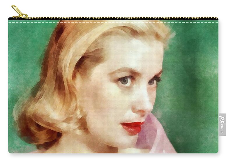 Hollywood Zip Pouch featuring the painting Grace Kelly by John Springfield #1 by Esoterica Art Agency