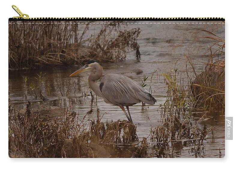 Great Zip Pouch featuring the photograph Great blue heron #1 by James Smullins