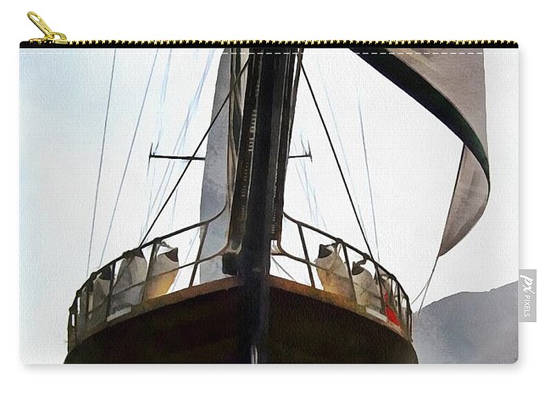 Gulet Zip Pouch featuring the painting Gulet Under Sail #1 by Taiche Acrylic Art