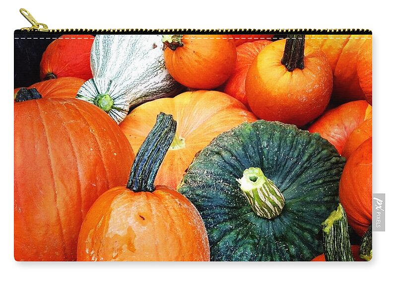 Pumpkin Zip Pouch featuring the photograph Heirloom Pumpkins #2 by Angela Rath